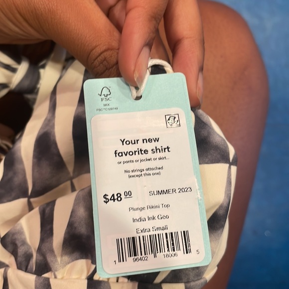 Marine Layer Plunge Bikini Top and bottom in India Ink Geo - Picture 6 of 7